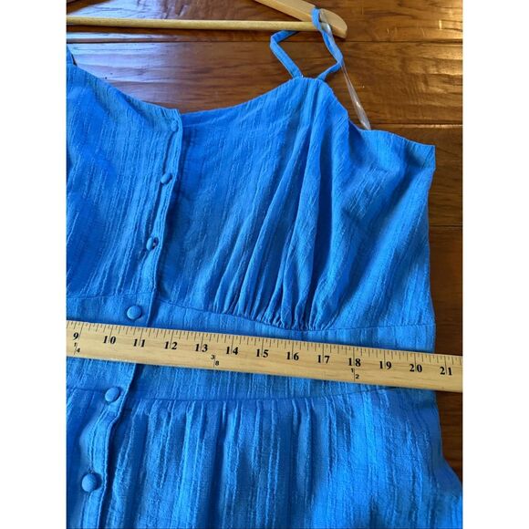 LANE BRYANT REGATTA BLUE SLEEVELESS V-NECK BUTTON FRONT MAXI DRESS SZ 22 - Picture 7 of 10